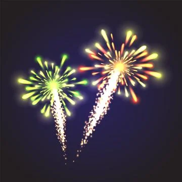 Festive Firework. Vector Isolated Pictograms. Dazzling Light up the sky. Icons Stock Illustration