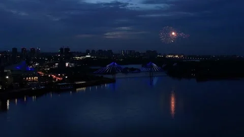 Festive fireworks in the city  Stock-Footage 196219367