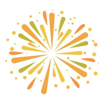 Festive fireworks display exploding with vibrant colors on white background Illustrazione stock