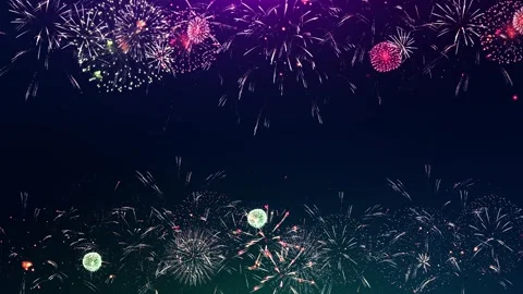 Festive Fireworks Frame with Large Blue Copy Space Background Stock Footage 342619326
