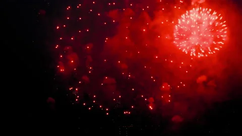 Festive fireworks in the sky Stock Footage 201967448