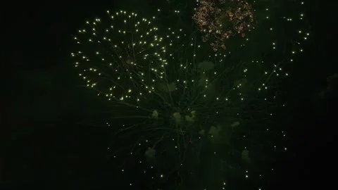 Festive fireworks slowed down several times Stock Footage 334590662