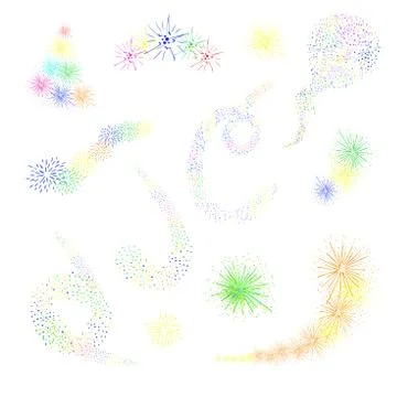 Festive fireworks vector illustration. Isolated on a white background Illustrazione stock