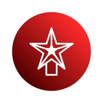 Festive five pointed star decoration adorned on a red gradient circular bac.. イラスト素材