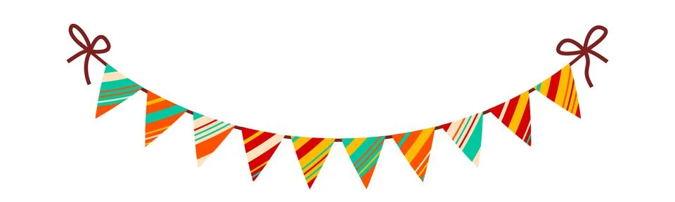 Festive flag garland vector illustration. Retro bunting in simple flat style Stock Illustration