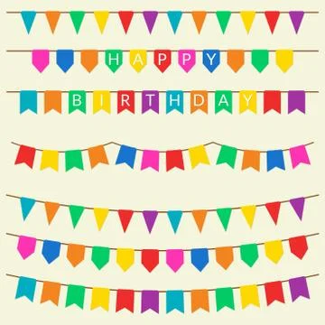 Festive flag set. Bunting flags, garland and pennants collection. Holiday Stock Illustration