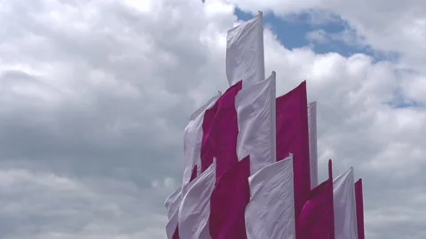 Festive Flags are Flying in the Sky HD Pro Stock Footage 259389633