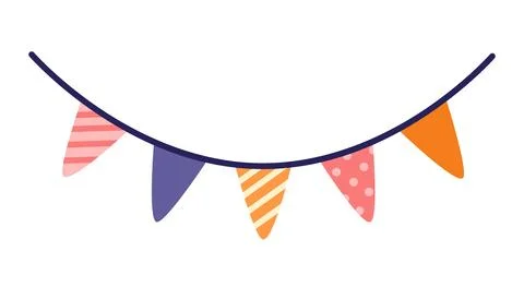 Festive flags garland. Cute element. Vector illustration in flat style 스톡 일러스트