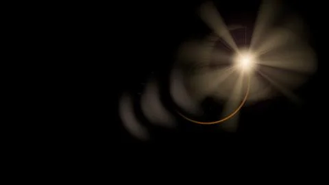 Festive flare overlay sun light len effect on black background. Golden starbu Stock Illustration