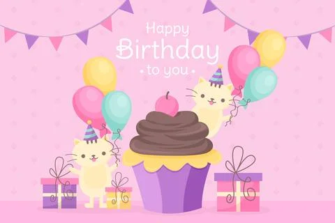 Festive flat birthday wallpaper Stock Illustration