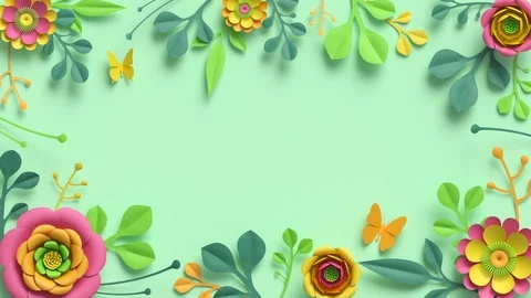 Festive floral frame animation. Blank botanical template with copy space. Col Stock Footage