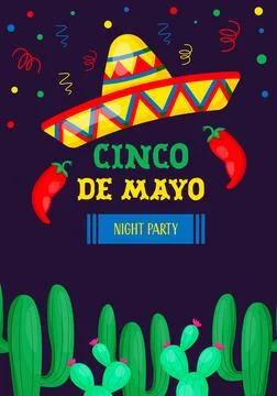 Festive flyer for Cinco de Mayo - federal holiday in Mexico. Stock Illustration