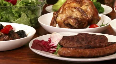 Festive foods, low angle Stock Footage 10771766