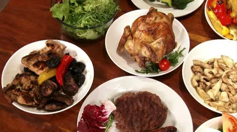 Festive foods, served on table Video stock 10772745
