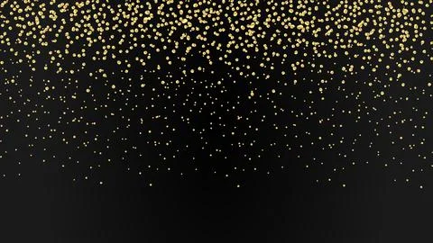 Festive frame with falling iridescent gold glitter shimmer, copy space for yo Stock Illustration