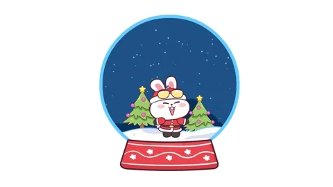 Festive Fun: Animated Rabbit in Santa Claus Outfit Bowing - White Background Stock Footage 282790695