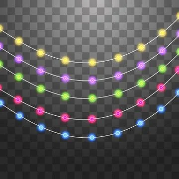 Festive garlands set of decorations with multicolor shiny lights, sparkling Stock-Illustration