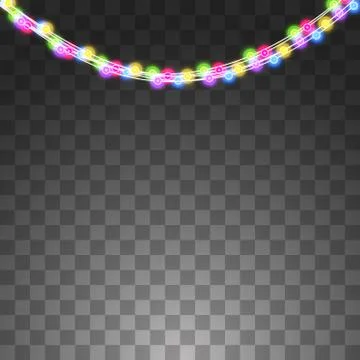 Festive garlands set of decorations with multicolor shiny lights, sparkling Stock Illustration