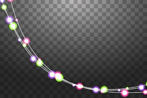 Festive garlands set of decorations with multicolor shiny lights, sparkling Stock Illustration
