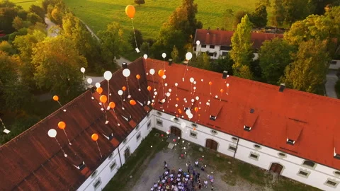 A Festive Gathering at a Historic Monastery Stock Footage 289627269