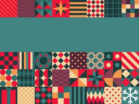 Festive Geometric Pattern with Teal Background Stock Illustration