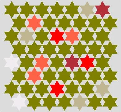 Festive Geometric Star Pattern with Red Accents Stock Illustration