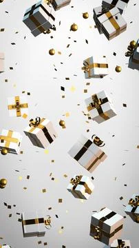 Festive Gift Box with Confetti Background Ilustración de archivo