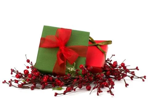 Festive gift box stack 스톡 사진