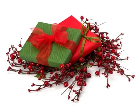 Festive gift box stack 스톡 사진