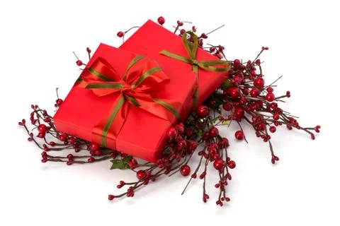 Festive gift box stack 스톡 사진