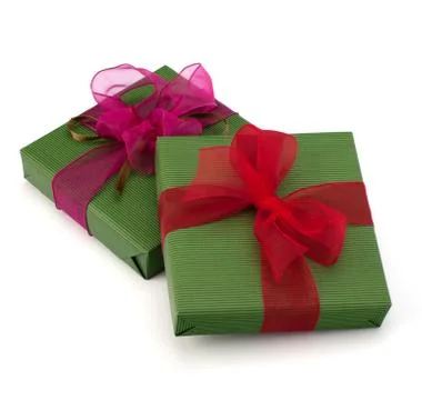 Festive gift box stack Stockfoto's