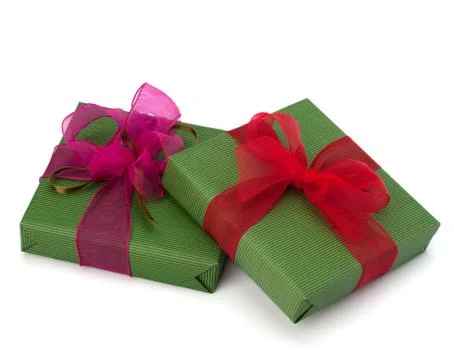 Festive gift box stack Stockfoto's