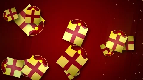 Festive Gift Boxes Falling Animation on Red Background - Christmas &amp; Holida.. Stock Footage 346661313