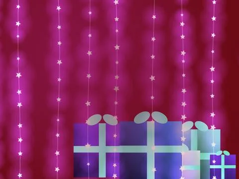 Festive Gift Boxes with Starry Backdrop Stockillustratie