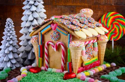 Festive Gingerbread House Stock Photos