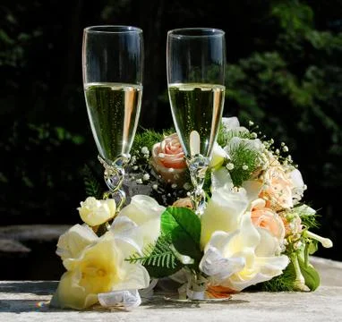 Festive glasses lovers Stock Photos