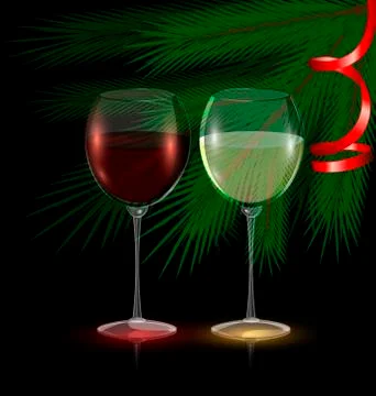 Festive glasses of wine Stock Illustration