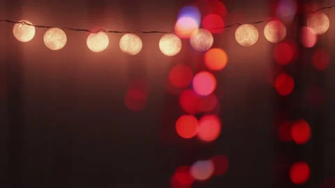 Festive glow bokeh flare string light blur circles Stock Footage 210692428