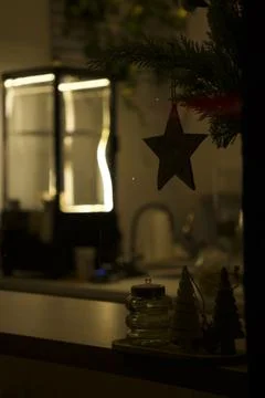 Festive glow inside the dessert cafe Stock Photos