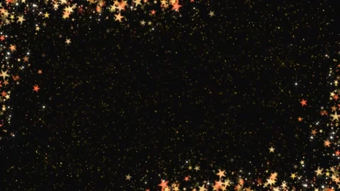 Festive gold star frame visual black empty center, glowing sparkle edges, small Stock Footage 340575026