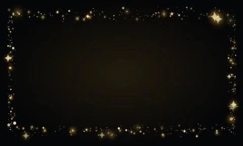 Festive golden glitter frame with sparkle on dark background for celebratio.. Stock Illustration