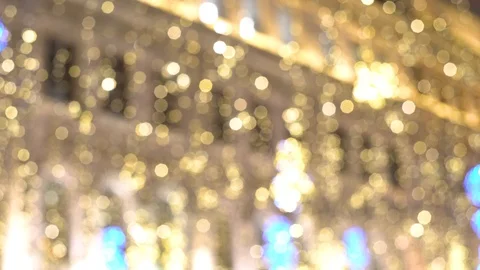 Festive golden lights. Light colored circles Stock Footage 121810394