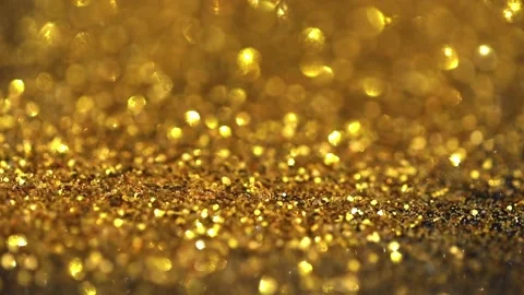 On festive golden sequins defocus bokeh Video stock 225820132