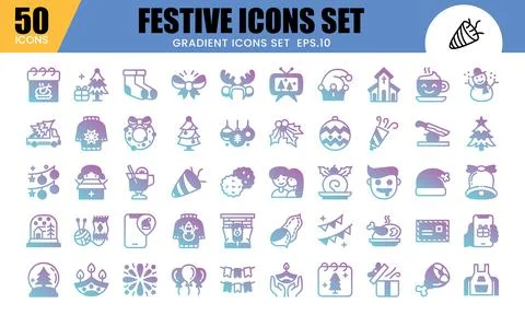 Festive Gradient Icons Set. Vector illustration.This icons related to celeb.. イラスト素材
