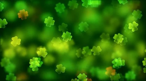 Festive Green Blurry Sharp Clover Leaf Shape Ornaments Transparent Glass Effect  Stock Illustration