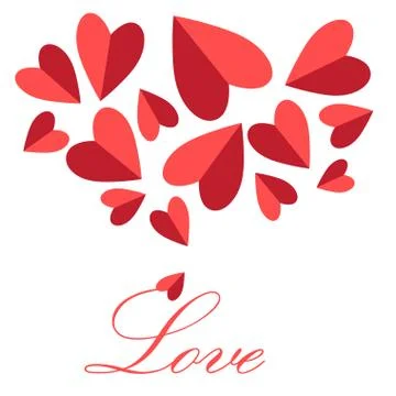 Festive greeting vector card for Valentine's Day with red hearts Stock Illustration