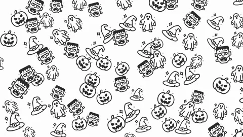 Festive Halloween pattern with cute cartoon ghosts pumpkins and bats for se.. Stock Footage 319315563