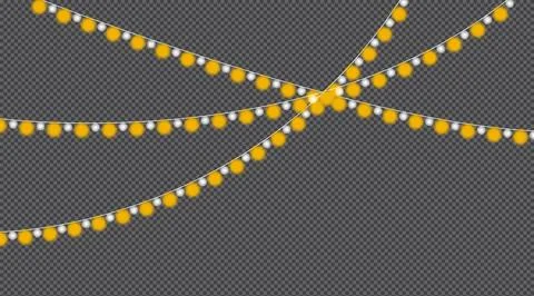 Festive Hanging String Lights Crossing Design on Transparent Background Stockillustratie