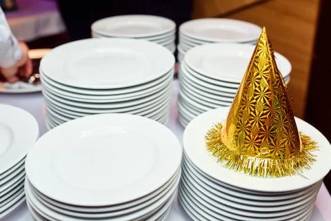 Festive hat on a table Foto stock