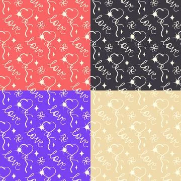 Festive heart doodle seamless pattern. Hand drawn vector decorative illustration Stock-Illustration